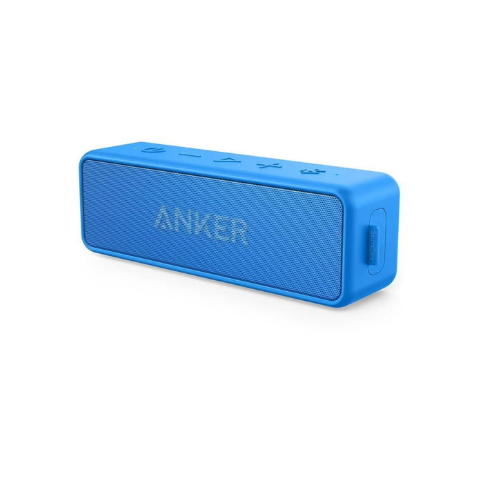 Anker SoundCore 2 Bluetooth колонка, потужний бас, 24 год автономії, IPX7 водозахист, бездротова колонка для iPhone, Samsung (блакитний, відновлений)