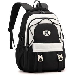 Рюкзак Tanou для школи, 30L, нейлон, для дівчаток 3-9 класів, з тролейовою петлею та брелоком, чорний