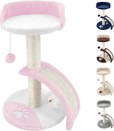 Дерев'яний кігтечка для котів Beltom® Kratzbaum 54 см, рожево-білий. Ігровий комплекс для котів