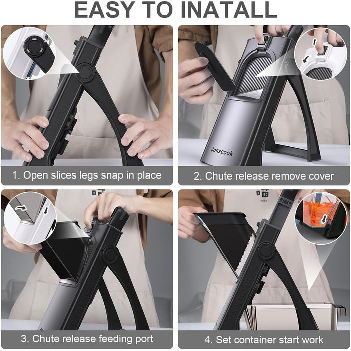 Мандаліна для кухні Mandoline Plus: безпечний нарізник, подрібнювач овочів, регульована товщина, чорний