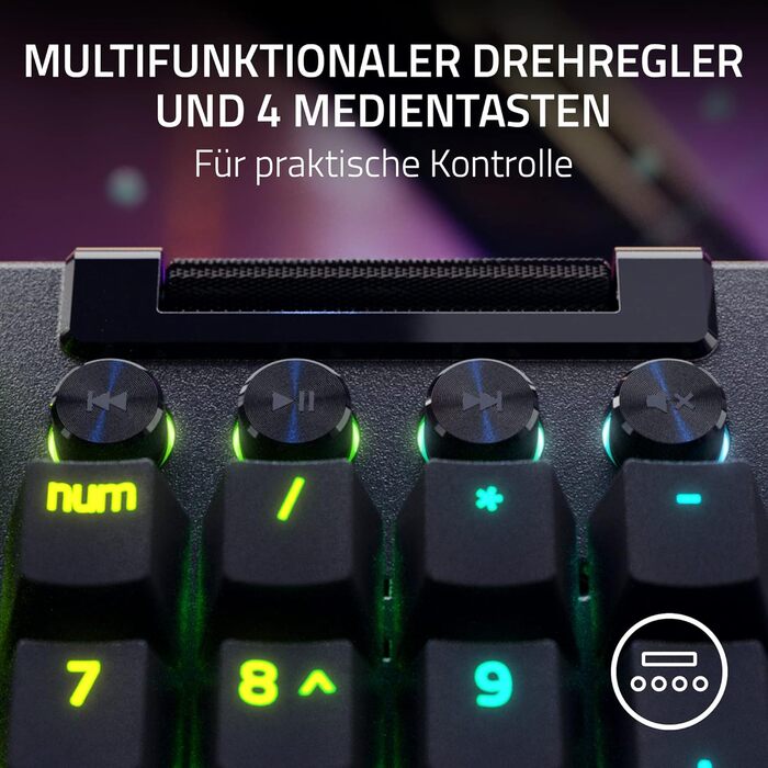 Механічна ігрова клавіатура Razer BlackWidow V4X з Green Clicky Switches (RGB Chroma, 6 макро-клавіші, Doubleshot ABS-клавіші, QWERTY US-розкладка)