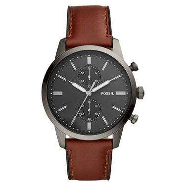 Годинник Fossil Townsman для чоловіків: хронограф з корпусом та браслетом з нержавіючої сталі або шкіряним ремінком, коричневий