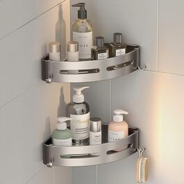 Дзеркальна поличка для душу FOLAI 30см (2 шт.) без свердління, з нержавіючої сталі, сіра