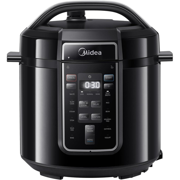 Midea Electric Pressure Cooker 9-in-1, 12 Presets Instant Multi-Cooker Non-Stick Pot Yogurt Maker Rice Cooker Slow Cooker Sauté Steamer Stainless Steel Inner Pot, 6 Quarts Black 6 Liters