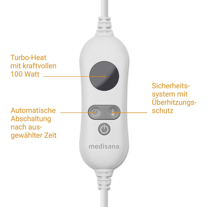 Електрична підігріваюча ковдра Medisana 150x80 см з 3 рівнями нагріву, системою безпеки та автовимкненням