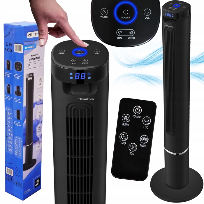 Колонний вентилятор Climative Fresh ION TF-46ESBI, чорний