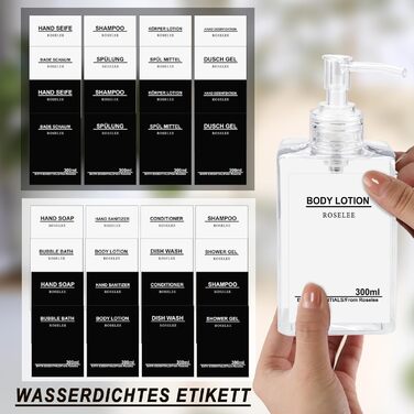 Настінний диспенсер для мила Roselee (3 шт.) - 500 мл, для душу, шампуню, пінського ванни. Без свердління, з етикеткою, підходить для ванної кімнати та кухні (прозорий)