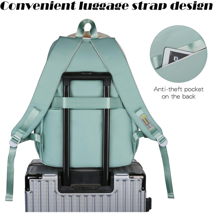 Дитячий рюкзак для школи: водонепроникний, нейлон, кілька відділень, легкий, для дівчаток та хлопчиків, для подорожей та спорту (зелений)