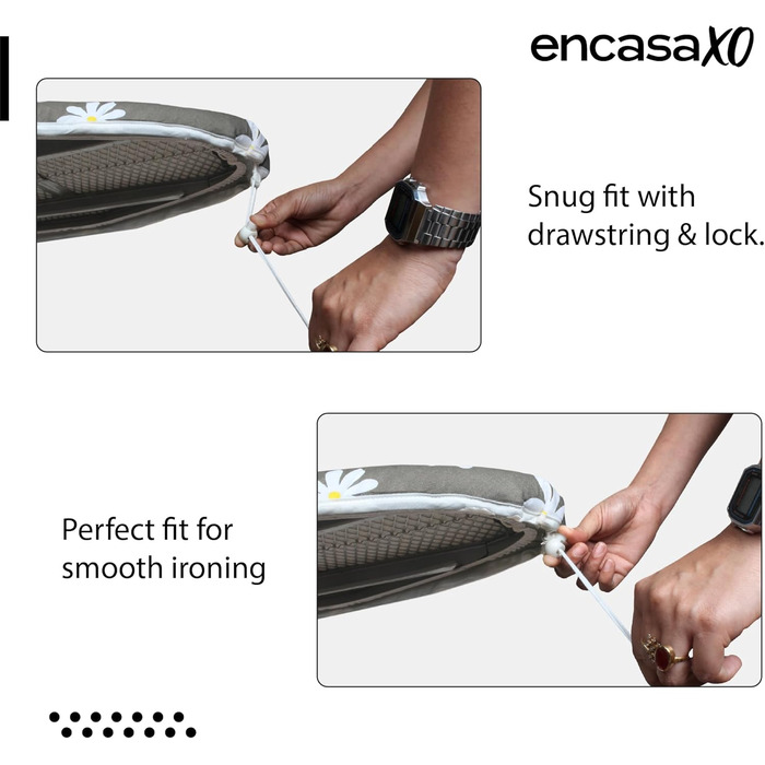 Чохол для прасувального столу Encasa XO з фетровою підкладкою 1 мм, посилений шнуром (підходить для стандартних прасувальних столів розміром 112x34 см), з тепловідбиваючим покриттям, з принтом - Сірі плитки M Сірі плитки