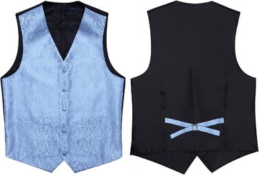 Чоловічий жилет для костюма Enlision Paisley блакитний XXL + краватка та хустинка до костюма на весілля та вечірку