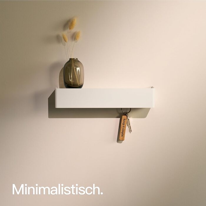 Ключниця настінна Designfabrik Hamburg: сучасна металева підставка для ключів з полицею, біла. Організатор для передпокою та коридору