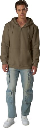 Світшот з капюшоном Smith & Soo для чоловіків – спортивна куртка, толстовка з блискавкою, бавовняна суміш (M, Stone-zip)