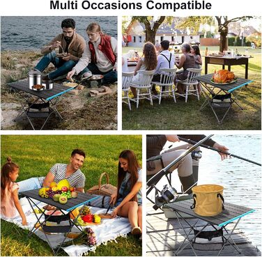 Складаний туристичний стіл Reakoo з алюмінієвою платформою, легкий та компактний. Ідеально для кемпінгу, пляжу, пікніків, грилю та фестивалів. Великий розмір.