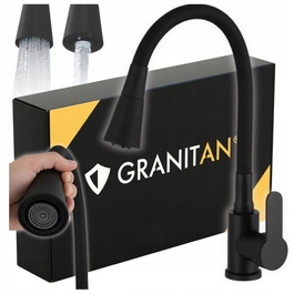 Змішувач для кухні стійкий Granitan Flexo, чорний