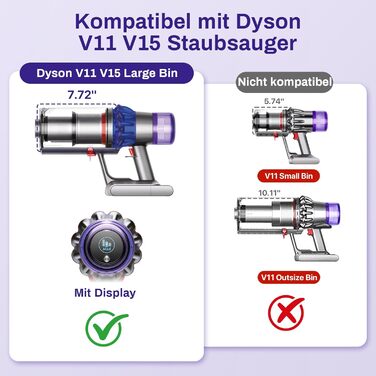 Покращений контейнер для пилу Dyson V11, V15, Zubehör, сумісний з моделями SV14, SV15, SV17, SV22, SV28. Замінні частини: контейнер для пилу + фільтр (970050-01/965443-01)