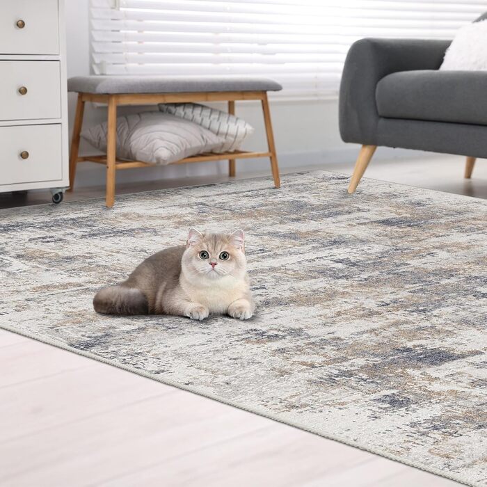 Килим Vamcheer для вітальні 200x300 см, м'який, сучасний, флісовий, протиковзкий, праний, товстий з наповнювачем, для спальні, робочого кабінету, офісу, супер м'який, синьо-сірий