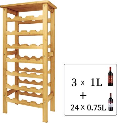 Dripex Wine Rack Bamboo Wine Bottle Rack 7 Tier Bottle Rack for Cellar Kitchen 27 Bottles 0.75 and 1 Liter 47 x 29 x 102CM