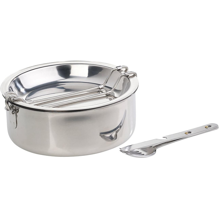 Набір посуду для кемпінгу Semptec Urban Survival Technology: 6-ти частинний набір з нержавіючої сталі з приборами