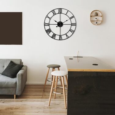 Mee 2ou Wall Clock Modern Nearly Silent Without Ticking - 40cm Diameter Roman Numeral Wall Clocks Modern Living Room Wall Clock Vintage For Bedroom Kitchen Office Country Style Industrial Style