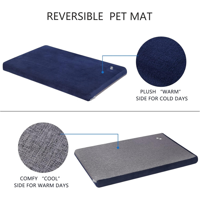 Кросер Лежанка для собак середнього розміру, 76x51 см, двостороння, блакитна. Підходить для собак та котів до 20 кг. Лежанка для собак, лежанка для котів, лежанка для тварин.