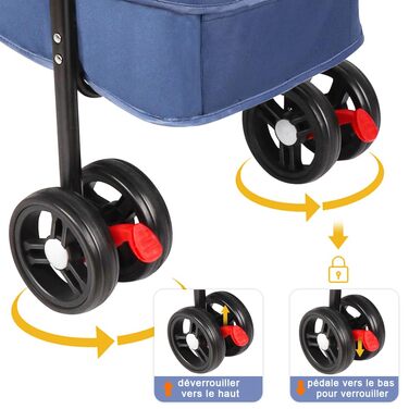 Візок для собак Homewell 2в1: візок-будка, сумка-переноска з тримачами для напоїв, складаний, з гальмом, візок-джаггер для домашніх тварин, 50 x 70 x 99 см (блакитний)