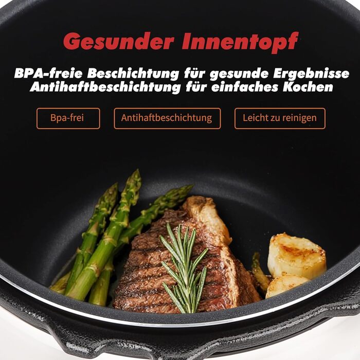 Мультиварка Aigostar Panda 5.5л, 7-в-1, 14 програм, LED-дисплей, 1000W, антипригарне покриття