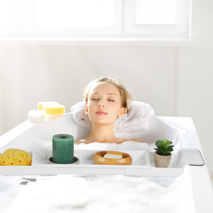 Relaxdays Extendable Bathtub Shelf