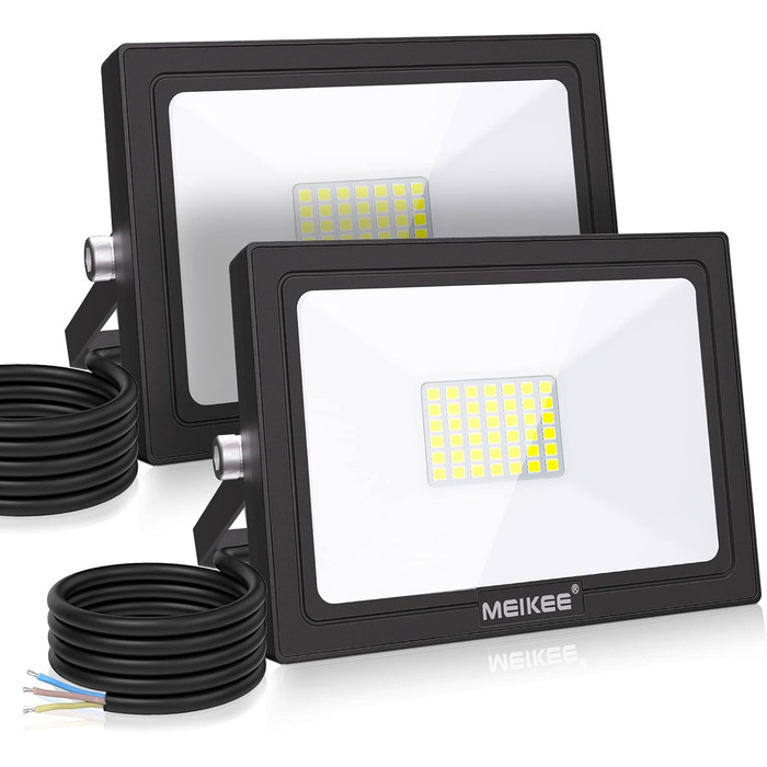 MEIKEE 35W LED Floodlights Outdoor 2 Pack 3000LM Super Bright Outdoor Floodlights IP66 Waterproof LED Floodlight 6500K Cool White LED Spotlight, Outdoor Light for Garden, Courtyards, Garage, Hotel, Sports Field