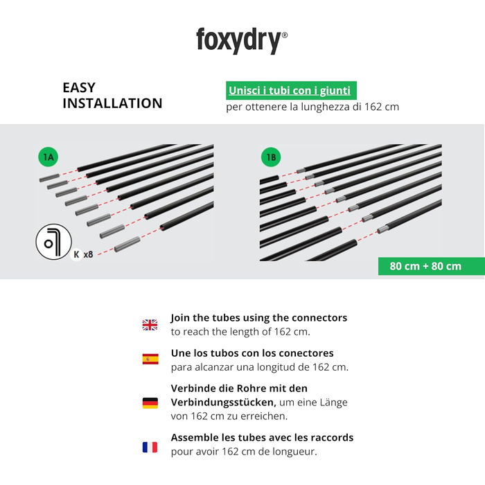 Сушарка для білизни Foxydry Duo антрацит 162 см для балкона, тераси, перил - розкладна, з нержавіючої сталі та алюмінію