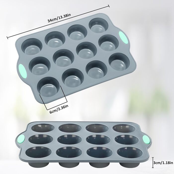 To encounter Silicone Muffin Tins, 2-Pack 12-Cup, Non-Stick Baking Pans, BPA-Free Muffin Tin with Metal-Reinforced Frame for Added Stability