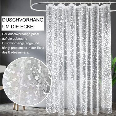 Штора для душу миюча Peva 300x200 см в білу крапку, антигрибкова, прозора для ванної кімнати