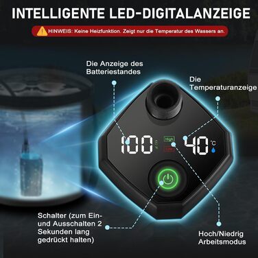 Портативна кемпінгова душ Spopal з акумулятором 6000mAh, 20л, з набором: душ, шланг 2м, для кемпінгу, відпочинку, автомийки, тварин
