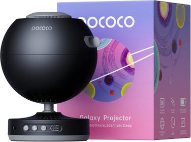 POCOCO Starry Sky Projector, Galaxy Star Projector, Home Planetarium for Kids and Adults; for Bedrooms, Interiors; as Decoration, Sleep Aid, and Relaxation - with 2 Discs (Black)