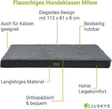Ортопедичне ліжко для собак Juskys Milow, 76x51 см, сіре - м'яке та стабільне, знімний та пральний чохол - подушка для собак, килимок для маленьких собак