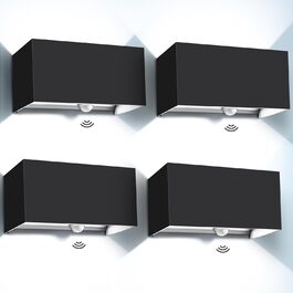 LED-водостійка настінна лампа Kingwen 20W (4 шт.) - тепле світло 3000K, IP65, регульований кут світла, чорний колір