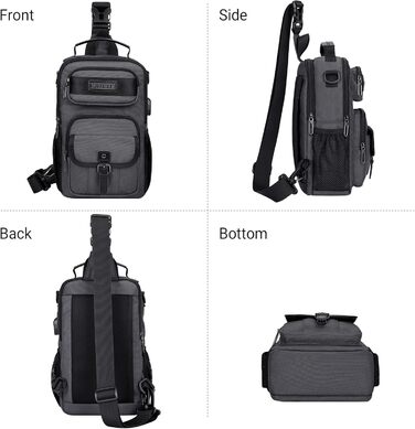 Сумка-слінг чоловіча WITZMAN для подорожей, нагрудна сумка, 8L, USB-порт для зарядки, легка чоловіча/жіноча сумка на плече