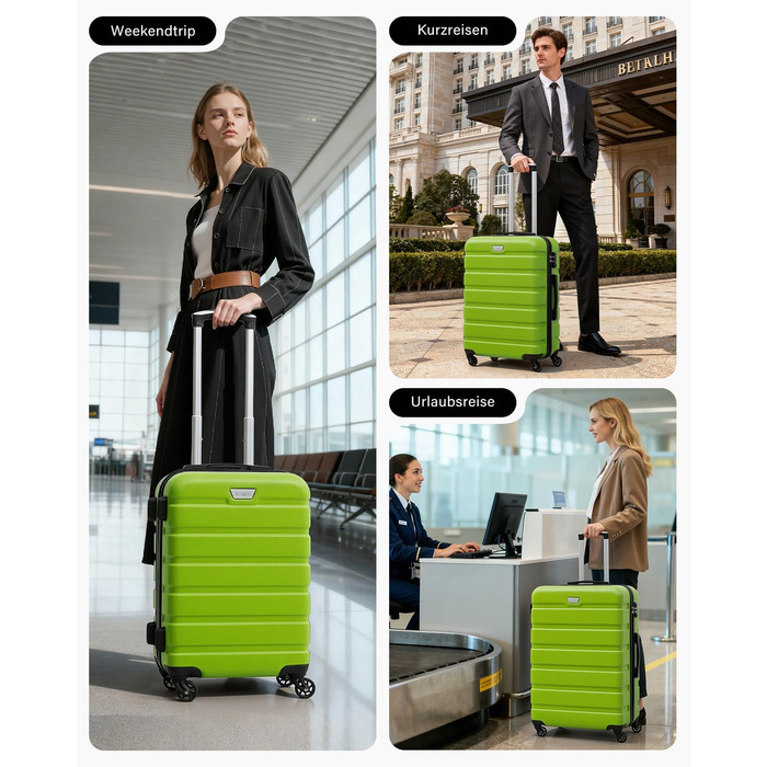 Набір валіз COOLIFE 3 шт. (M, L, XL) з ABS+PC, зелений, з TSA замком та обертовими колесами