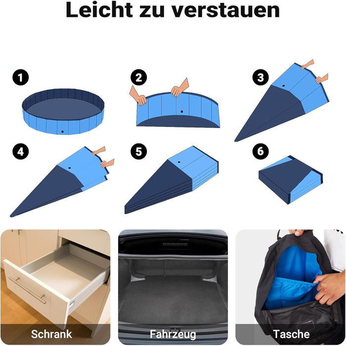 Басейн для собак Fudajo 100x30 см, неслизький, з ПВХ, складаний, з посиленими краями