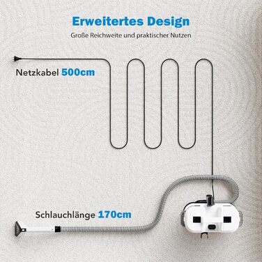 Lubluelu Пылесос для чищення мягкой мебели, 600 Вт - 18 кПа, для коврів, диванів та автосалонів, портативний, з самоочищенням та довгим шлангом (білий)