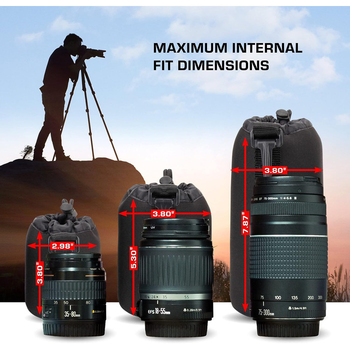 Чохол для об'єктива USA Gear FlexARMOR з неопрену (3 розміри), чорний