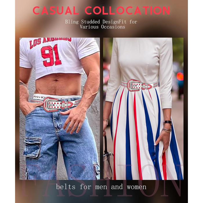 Жіночий та чоловічий шкіряний пряжка з стразами, ковбойський/ковгёрлський пояс з діамантами, пояс з заклепками для джинсів. Розміри: 106 см, 101-106 см
