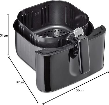 CASO AF 600 XL - large hot air fryer with a 6L basket volume, 12 automatic programs, sensor-touch control, timer from 1-60 minutes, removable basket (dishwasher-safe)