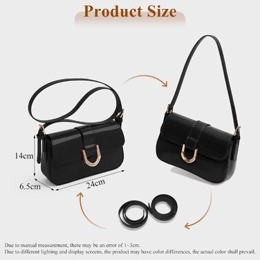 Сумка жіноча через плече (крос-боді) PU шкіра, маленька чорна сумка-шопер для повсякденного використання, роботи та відпочинку