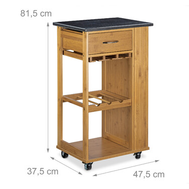 Relaxdays Kitchen Cart ALFRED L with Wine Rack