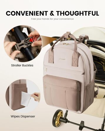 Рюкзак-переноска LOVEVOOK для мами та тата: рюкзак-діаперний мішок з пеленальною підкладкою, ремені для дитячої коляски, великий, для пологового будинку, бежевий хакі (M)