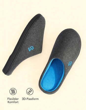 Чоловічі халапи VeraCosy з двокольоровою підошвою, Memory Foam, 42/43 EU, сірий/блакитний
