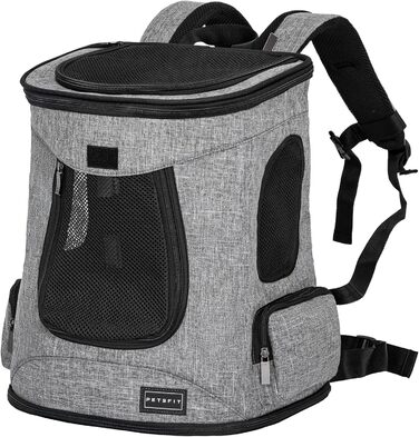 Рюкзак для котів та собак Petsfit - сірий, до 5 кг, з сіткою, для прогулянок