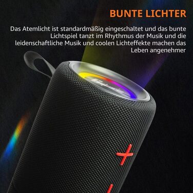 CYBORIS Bluetooth колонка 2-в-1 40W, водонепроникна, з басами, RGB підсвіткою, до 24 год роботи, для дому/вулиці/подорожей