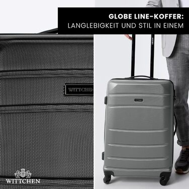 WITTCHEN Globe Line: Чемодан-ролер ручної поклажі з ABS, 4 колеса, кодовий замок, телескопічна ручка, чорний | Розмір S | Підходить для Lufthansa, Eurowings, Ryanair, Condor, Discover Airlines