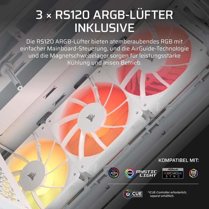 Корпус для ПК Corsair 3200D RS ARGB Mid-Tower ATX, білий
